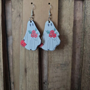 Halloween Ghost Wooden Earrings